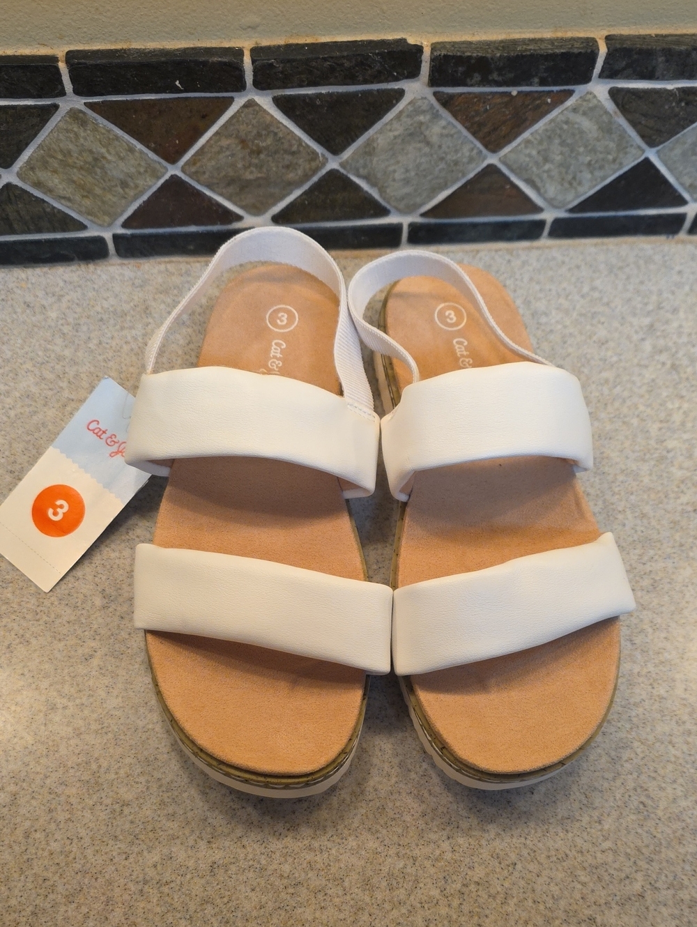 Cat & Jack White Double-Strap Slingback Sandals for Women